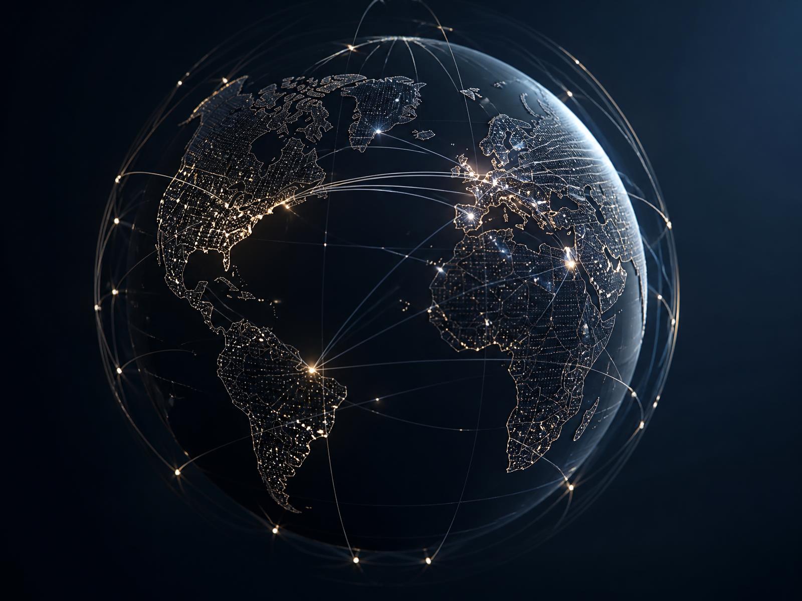 Global network of business connections between continents